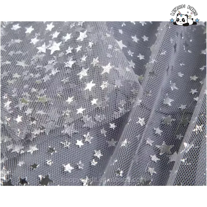 LEZONKIDS - Child Clothes Dress Printed Silver Stars Long Sleeves Soft Tutu Grey 2-12 Years Girls' Dress